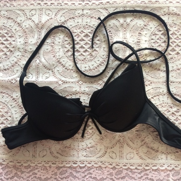 Victoria's Secret Bikini Top Black SZ 32 A - Picture 1 of 4
